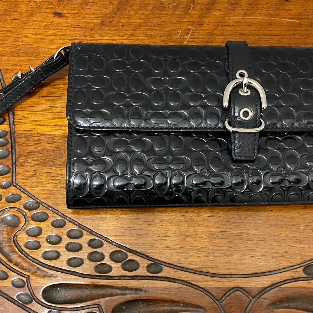 Coach Wallet, Black, Leather, Wristlet - Picture 9 of 10